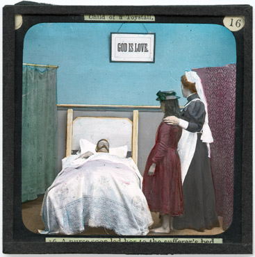 16. A nurse soon led her to the sufferer's bed