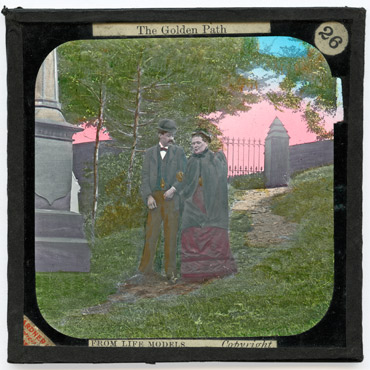 [26. You may see a white-haired lady leaning upon the arm of her son]