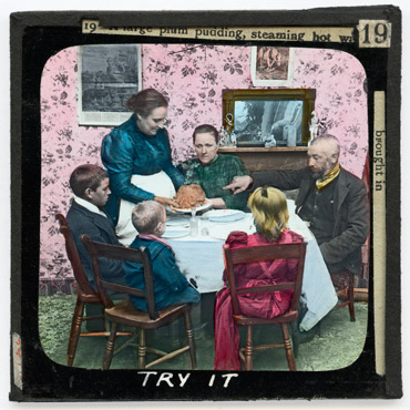 19. A large plum pudding, steaming hot was brought in